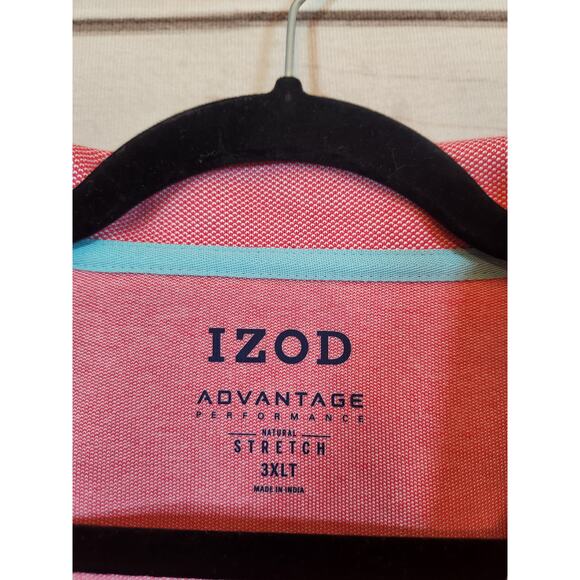 Izod Advantage Performance Men's Pink Stretch Short Sleeve Polo Shirt Size 3XLT - Picture 3 of 6